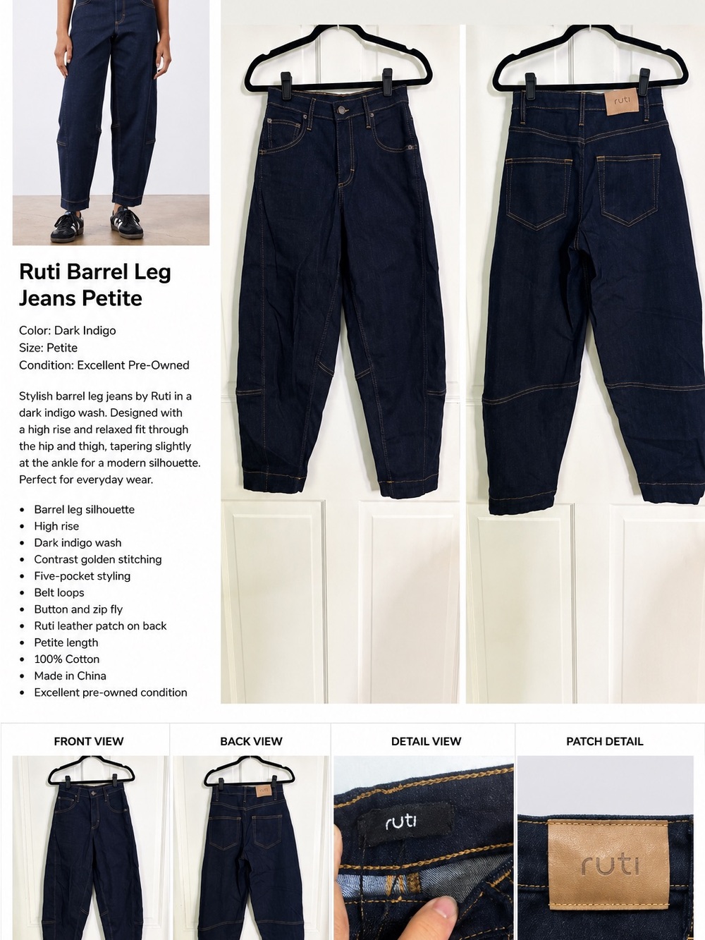 Ruti Dark Indigo Barrel Leg Jeans